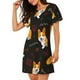 thumbnail image 2 of Fotbe Royal Corgi Bata de Dormir para Mujer con Estampado, Camisón de Algodón de Manga Corta, Ropa de Dormir Casual, 2 of 6