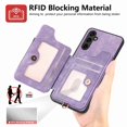 thumbnail image 4 of ELEHOLD for Samsung Galaxy S22 Case with Ring Holder, Galaxy S22 Wallet Case with RFID Blocking Card Holder Wristlet Strap, Magnetic Button Flip Folio Kickstand Shockproof Phone Cover,Purple, 4 of 10