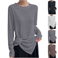 thumbnail image 1 of Neewe Womens Long Sleeve Shirts Basic Tee Fall Trendy Pleated Casual Slim Basic Comfy 2026 Fashion, 1 of 5