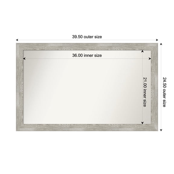 Amanti Art Custom Wall and Bathroom Mirror (24.5 x 39.5 in.), Dove Greywash Narrow Frame