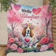 thumbnail image 3 of Hello Valentine’s Day Basset Hound Flower Crown Romantic Pink Floral Quilt Blanket Bassets Dog Breed Lovers Gifts Idea Cozy Comforter Throw Blanket - 00031, 3 of 5