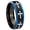 Black And Blue Step Edge, variant on Religious Faith Cross Dome Brushed Finish Blue Tungsten Ring 10MM