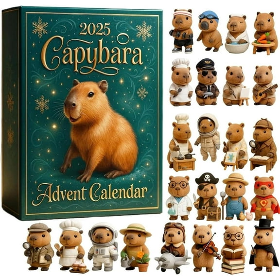 RUPKUL 2025 Capybara Advent Calendar, 24 Days Christmas Advent Countdown Calendar With 24 Pcs Capybara Ornaments, 2D Acrylic Capybaras Ornaments Christmas Decor