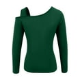 thumbnail image 5 of SYMOID Womens Green Long Sleeve Cold Shoulder Cut Out Top - Asymmetrical Neckline, Form-Fitting Polyester Spandex Casual Top,Size M, 5 of 5