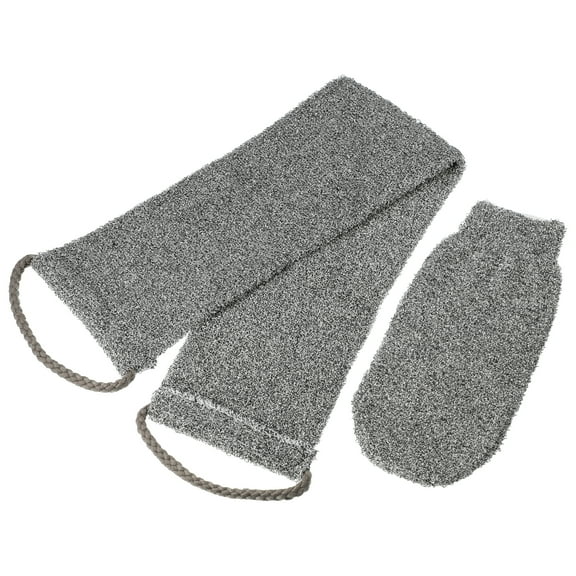 Unique Bargains Shower Gloves Exfoliating Gloves for Bath 24.80"x4.92" Gray 1 Set