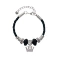 thumbnail image 2 of Delight Jewelry Silvertone Crown with Crystals and Textured Bottom Aunt Celtic Knot Leather Bead Bracelet, 7"+2" Extender, 2 of 4