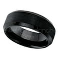 thumbnail image 2 of 8mm Men's Black Tungsten Ring - Brushed Finish Black Ion Plated Beveled Edge Comfort Fit Anniversary Ring - TN166WAs7.5, 2 of 5