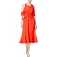 thumbnail image 1 of Maison Jules Vestido a media pierna con volantes y hombros descubiertos para mujer, rojo, XX-Large, 1 of 1
