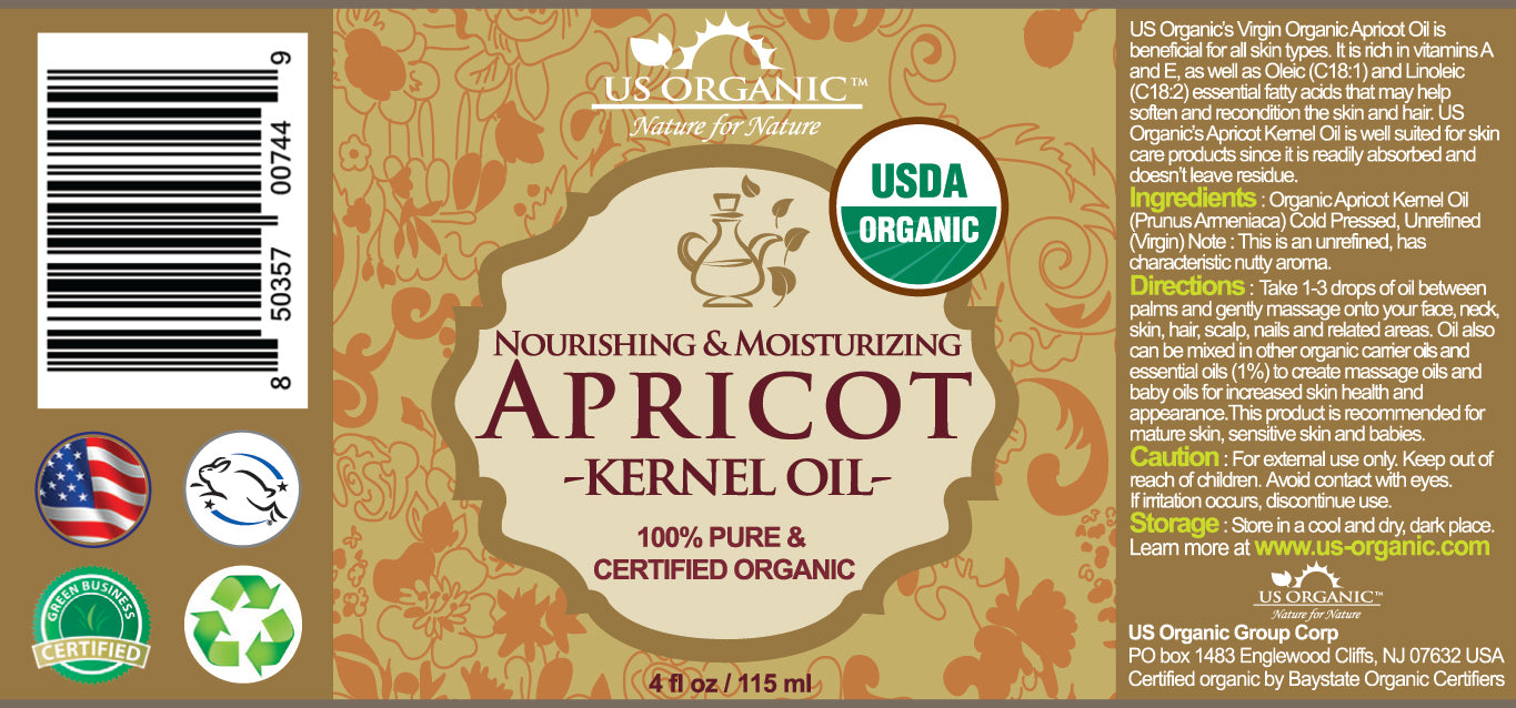 US Organic  Apricot Kernel Oil, 100% Pure Certified USDA Organic - image 4 of 5