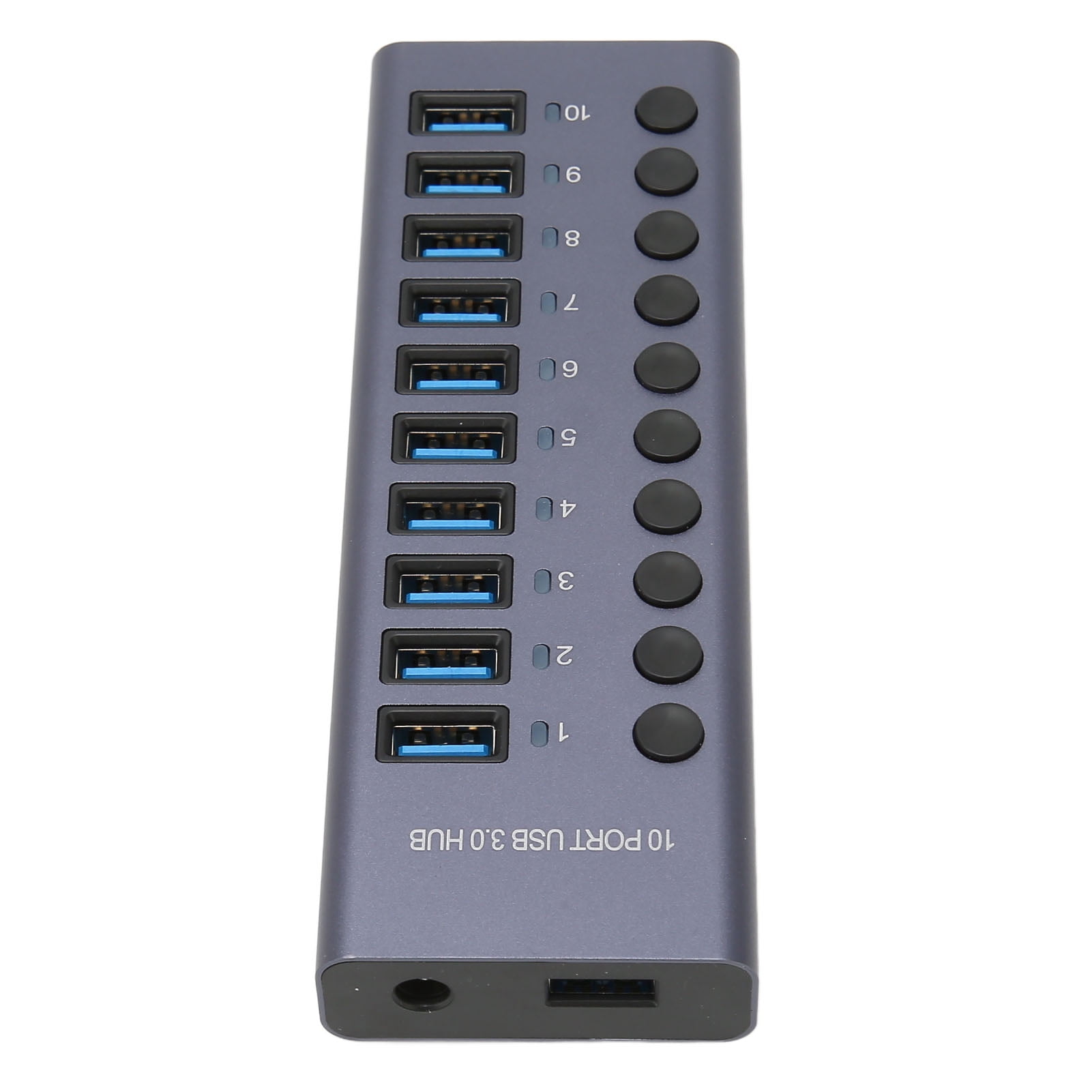 Powered USB Hub, 10 Port 60W USB 3.0 Data Hub Charging Port With Individual Power Switches, LED USB Data Hub Splitter 12V 5A Power Adapter Docking Station For Laptop PC