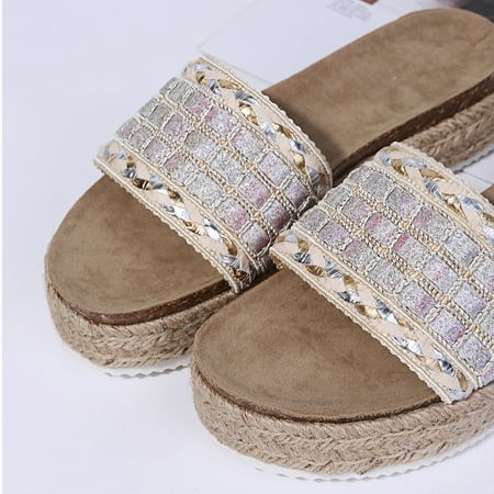 

Cathalem Novelty Slippers for Women Spring Summer Large Slippers And Women Toe Sole Thick Fashion Cowboy Slippers for Women Beige 6.5