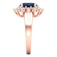 thumbnail image 3 of 2.72 ctw with Simulated Diamond Halo Accents Anniversary Ring for Women | Oval Cut Simulated Blue Sapphire | Hyperallergenic Solid 18K Rose Gold, 3 of 5