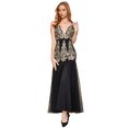 thumbnail image 1 of ANGEL FASHIONS Women Deep V Neck Embroidery Tulle Evening Dress Medium, 1 of 6