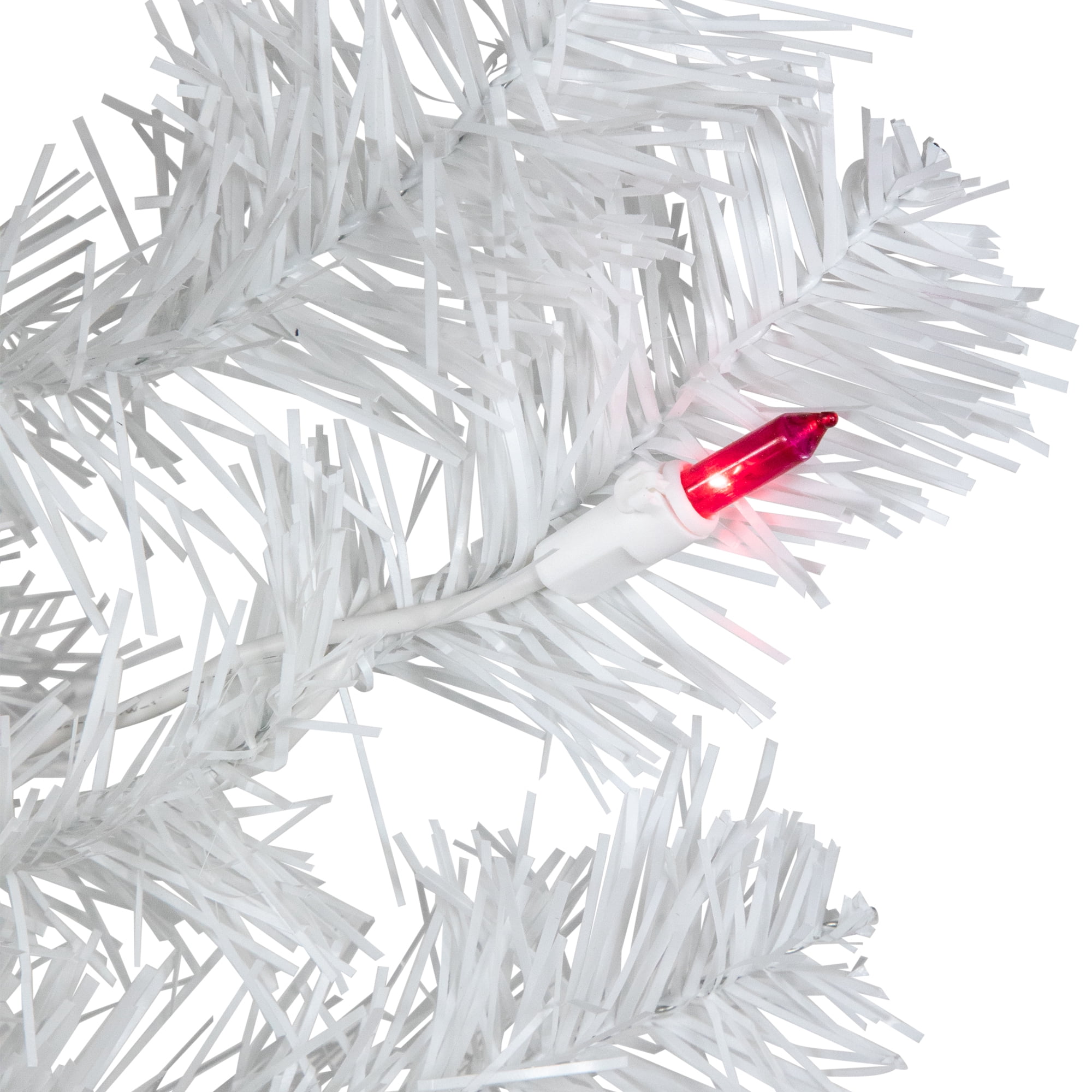 3' x 18" Pre-Lit Slim White Tinsel Artificial Christmas Tree - Pink Lights