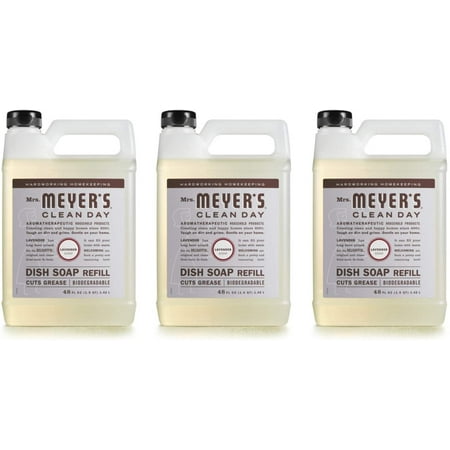 Mrs. Meyers Clean Day Liquid Dish Soap Refill, Lavender, 48 Ounce 3 Pack
