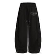 thumbnail image 3 of SJLDQY Sweatpants for Girls Letter Graphic Wide Leg Pants Drawstring Waist Straight Leg Pants with Pockets, 3 of 5