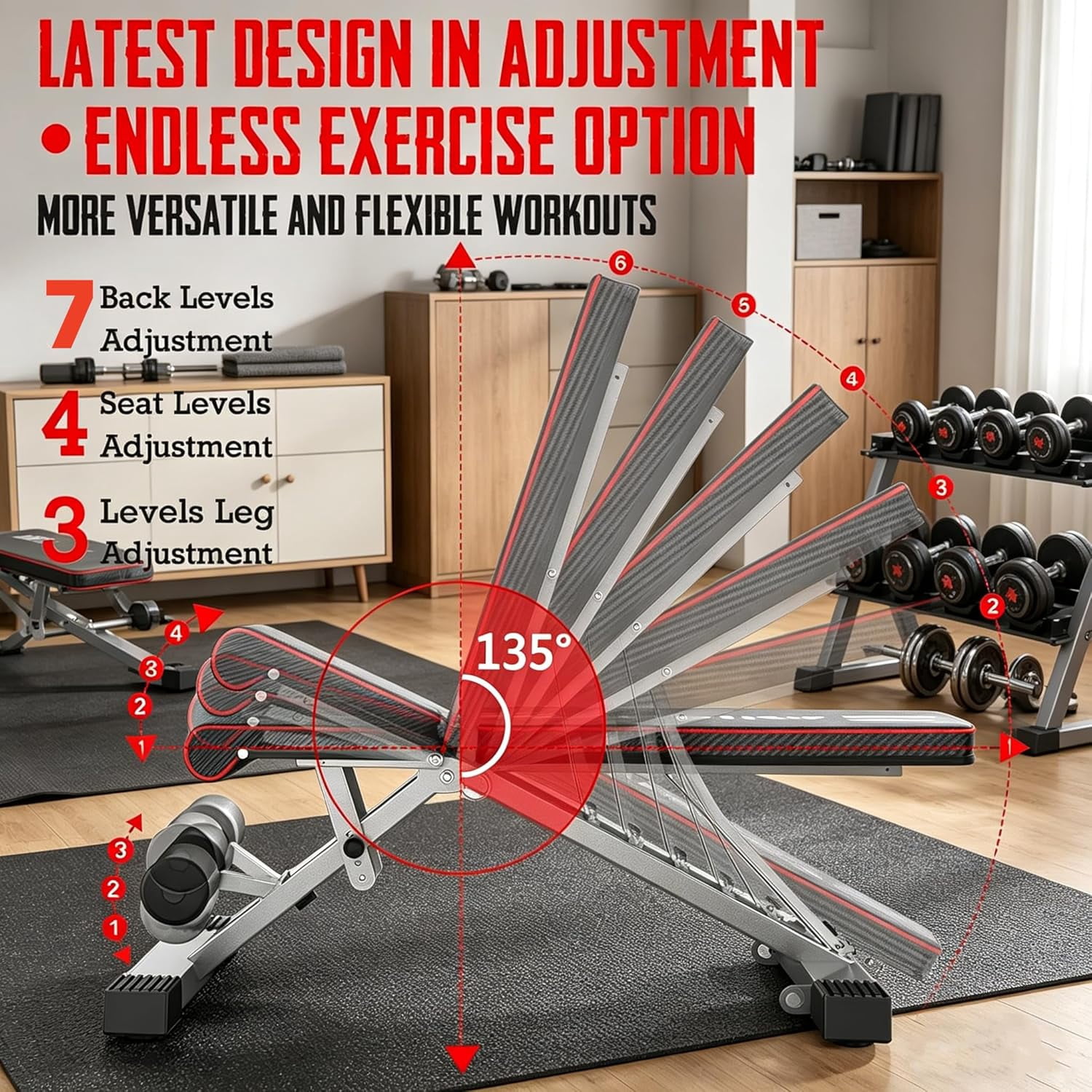 Adjustable Weight  for  Press, Heavy Duty Stable Workout  Foldable Weight Benches for Home Gym, Incline/Decline 90 Degree  Exercise