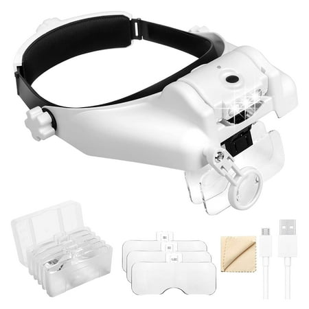 

IMSHIE Head Mount Magnifier | Rechargeable Head Worn Lighted Magnifying Glass | Headset Magnifier for Close Up Work Watch Cross-Stitch Jewelry Embroidery Arts & Crafts Reading with Headband