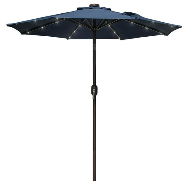 Sundale Outdoor 7 Ft Solar Powered 24 Led Lighted Patio Umbrella Table Market Umbrella With Crank