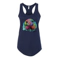thumbnail image 2 of Wild Bobby, Colorful Neon Seal Animal Lover Ladies Racerback Tank Top, Navy, Large, 2 of 3
