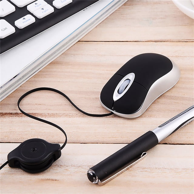 Lovely Mini Wired Mouse Retractable mouse; office mouse; USB Cable Ergonomic Office Computer PC Laptop Gaming Mice