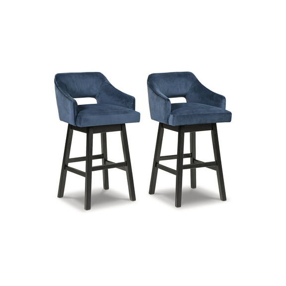 Signature Design by Ashley 25" Tallenger Modern Upholstered Swivel Counter Height Barstool Set of 2, Black & Dark Brown