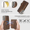 thumbnail image 4 of Decase for Samsung Galaxy S22 Flip PU Leather Back Cover with 2-in-1 Detachable Magnetic Wallet with 5 Card Slots Compatible Mag-Safe and RFlD Blocking Kickstand and Wireless Charging,Brown, 4 of 5