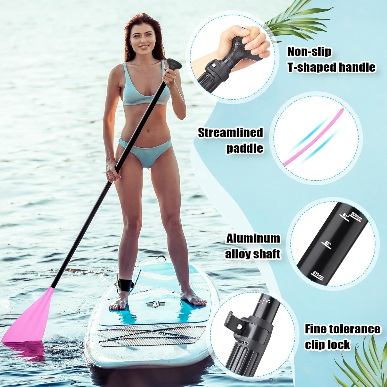Adjustable Detachable Stand Up Paddle Board Oar Set Aluminum Alloy Shaft Kayak Surfing Fishing