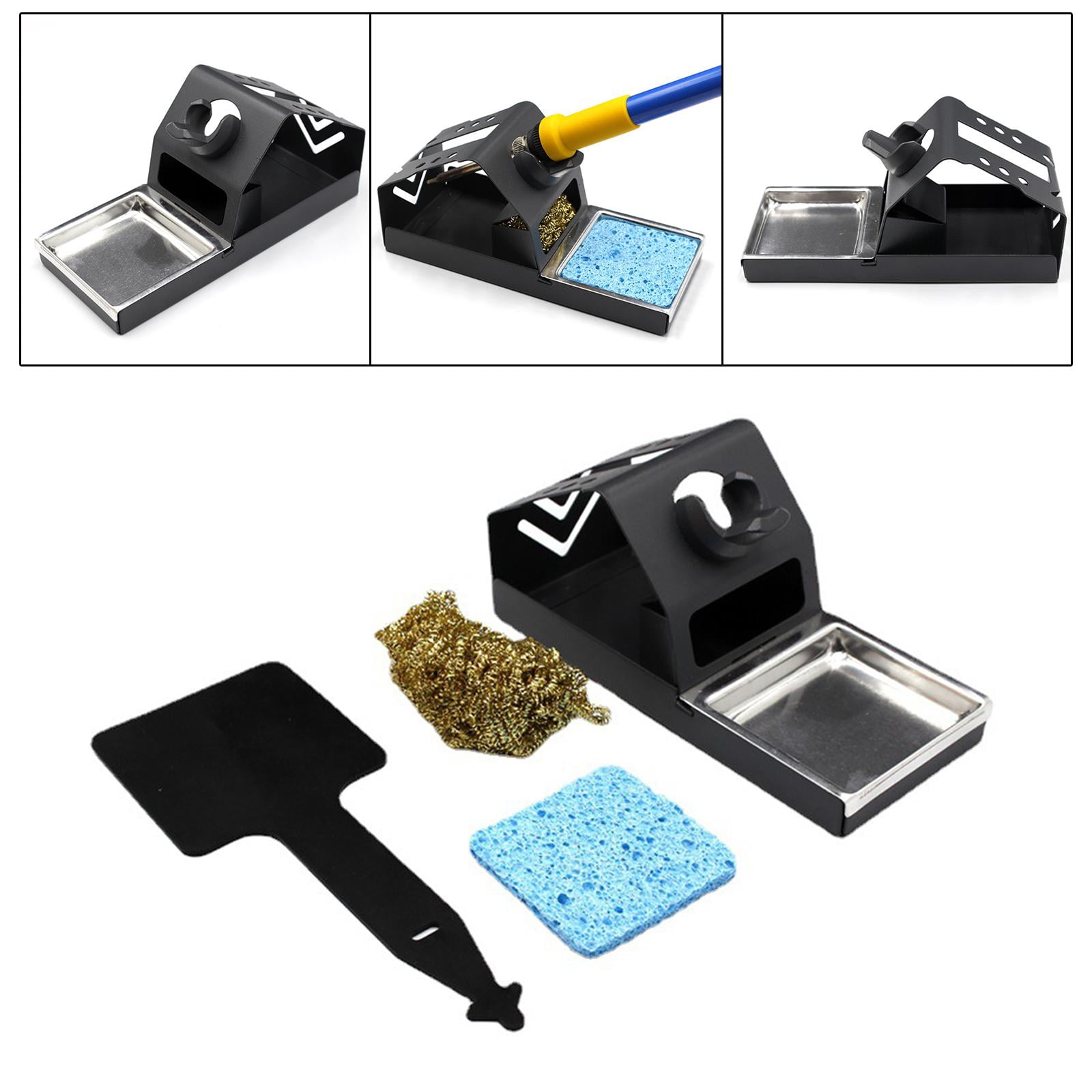 Miulika Soldering Iron Holder Multifunctional Soldering Station Iron Holder Metal Heat Resistant Soldering Iron Stand with Tip Cleaning Sponge Heavy Duty Sold