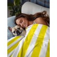 thumbnail image 4 of Queen Flat Sheet Only Minimalist Modern Yellow White Stripe Soft Microfiber Cooling Bedding Sheets Simple Line Texture Flat Bed Sheet, 4 of 9