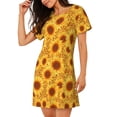 thumbnail image 2 of Zufioo Vintage Leopard Print Sunflower Print Women's Nightgown, Round Neck Short-sleeved Pajamas, Home Wear Suitable for Home and Outing, 2 of 6