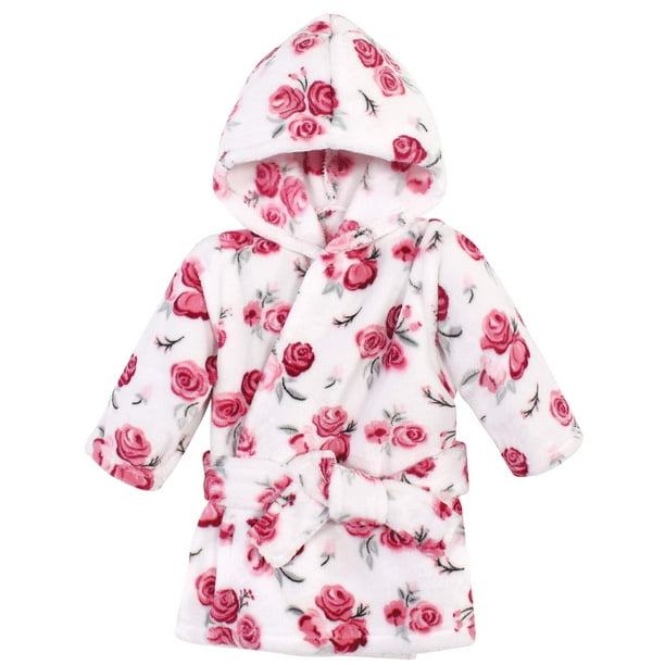 Bata de felpa con capucha Hudson para niñas, color rosa, de 6 a 12 meses