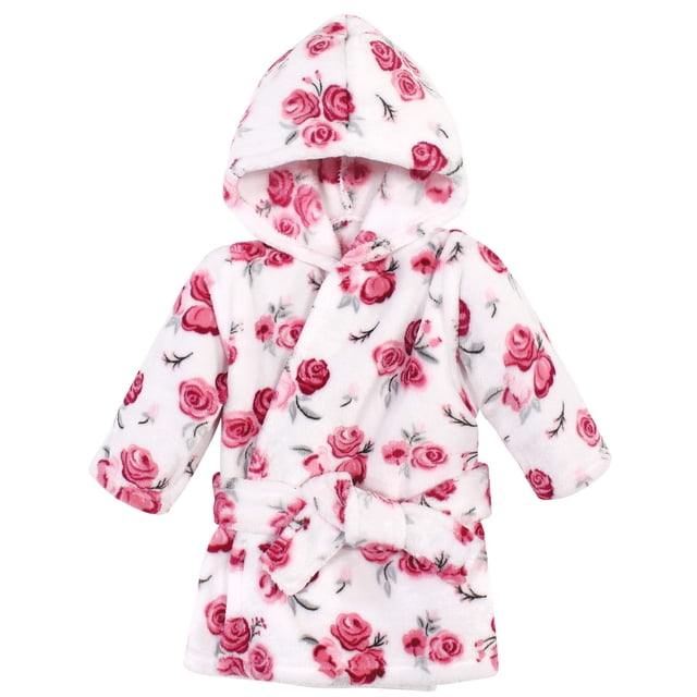 Bata de felpa con capucha Hudson para niñas, color rosa, de 6 a 12 meses