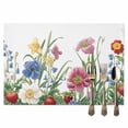 thumbnail image 2 of Boho Floral Print Placemats Set of 6, Peony Strawberry Table Mats Washable Heat-Resistant Non-Slip Place Mats for Kitchen Dinner Table Indoor Outdoor Decor,13x19 Inch, 2 of 9