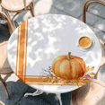 thumbnail image 2 of Fall Round Tablecloth, Fitted Table Cover with Elastic for 36"-44" Round Tables, Orange Pumpkin Thanksgiving Autumn Stripe Leaf Table Cloth Outdoor Indoor Dinning Party Waterproof Tablecloths, 2 of 7