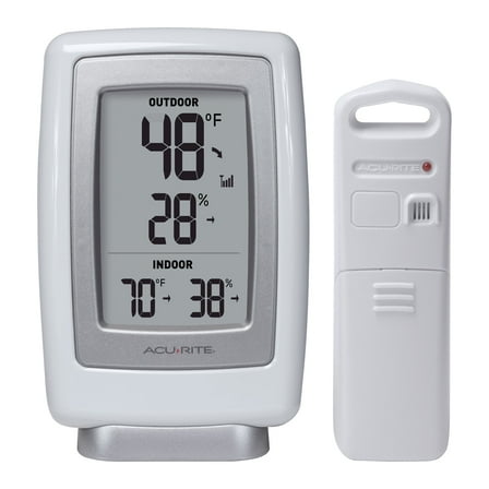 AcuRite Indoor/Outdoor Thermometer with Wireless Temperature Sensor & Hygrometer for Humidity Measurements (00611)