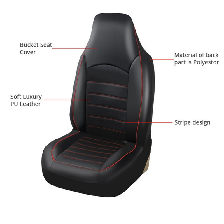 Leader Accessories 2pcs Leather Car Seat Cushions Non-Slip Black Front Seat  Covers Mat Pad for Cars