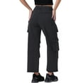 thumbnail image 3 of INSPIRE CHIC Women's Jeans Baggy Wide Leg Mid Rise Cargo Pockets Casual Denim Pants S Black, 3 of 6