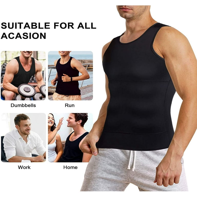 MOLUTAN Mens Compression Shirt Belly Slimming Body Shaper Vest Sleeveless  Zipper Undershirt Tank Top Shapewear for Stomach : : Clothing