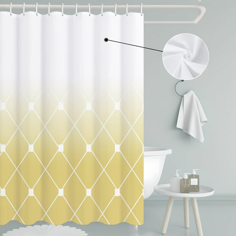 Ombre Shower Curtain Yellow Shower Curtains Modern Simple Shower Curtain Set with Hooks Water Repellent Sunflower Shower Curtain Linen Fabric Shower