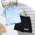 thumbnail image 2 of Ccpelsie Boys Summer Shorts Set - 2 Piece Casual Short Sleeve Shirt and Shorts for Boys Summer Daily Wear(Blue,3-4 Years), 2 of 4