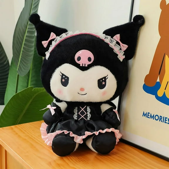 80cm Big Size Kawaii Sanrio Black Uniform Kuromi Stuffed Animal Peluche Cartoon Animation Pillow Doll Room Decoration Toy Gift