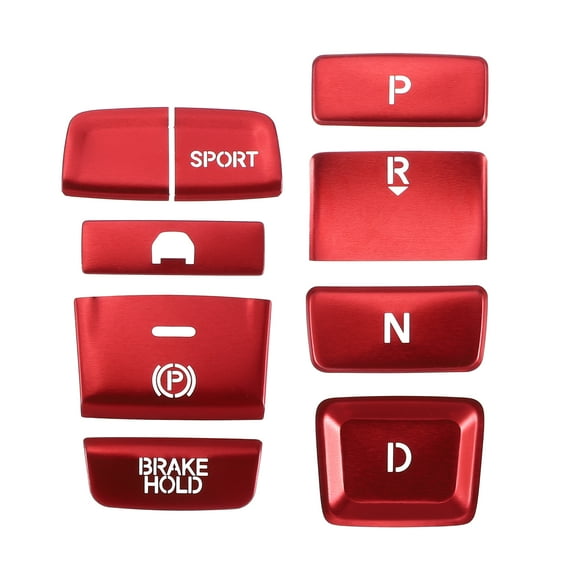 Unique Bargains Gear Shift Panel Electronic Handbrake Button Cover Trim for Honda Accord 18-22 Red (Set of 9)