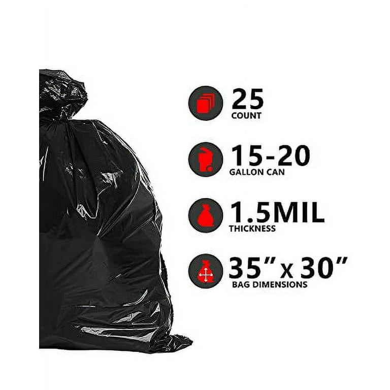 20 Gallon Trash Bags,AYOTEE 25 Count Bulk (35x30) Large Short