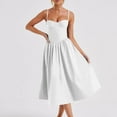 thumbnail image 6 of SnnmBlm Womens Corset Dress Elegant Spaghetti Strap Bustier Midi Dress Low Cut Flowy Pleated Hem Formal Dresses White 2XL, 6 of 9