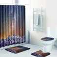 thumbnail image 4 of Ensemble de 4 Pcs Tapis de Bain Motif Étoilé Couverture de Tapis de Toilette Ensemble de Rideau de Douche, 4 of 5