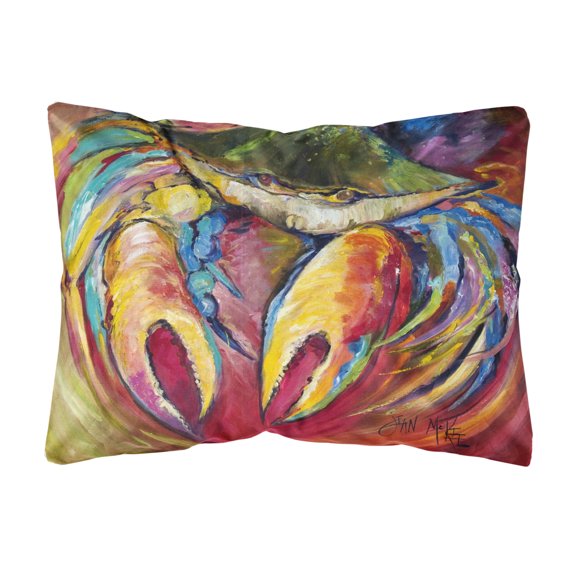 Carolines Treasures JMK1106PW1216 Blue Crab Stars Canvas Fabric Decorative Pillow 12H x16W multicolor