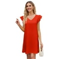 thumbnail image 2 of Summer Dresses for Women V Neck Cap Sleeve Casual Mini Dress Orange Color XL, 2 of 8