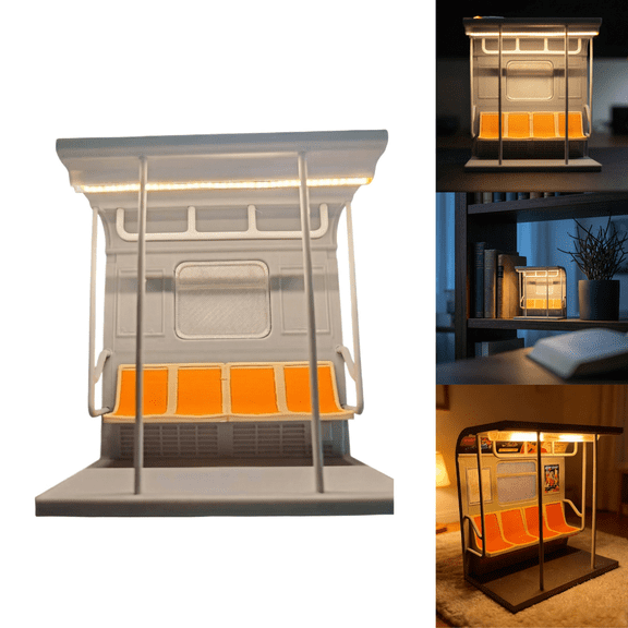 Retro New York Subway Train Lamp, 3D Printed Mini Vintage Night Light, Soft Warm LED Ambient Lighting, Aesthetic Table Decor, USB & Battery Operated, Ideal Gift for Train Enthusiasts B