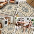 thumbnail image 6 of Vintage Floral Pattern Washable Area Rug 2.7 x 5 ft Traditional Flowers Bohemian Style , Soft Non Slip Rugs Stain Repellent Indoor Felt Carpet for Living Dining Room Bedroom Home Office, 6 of 9